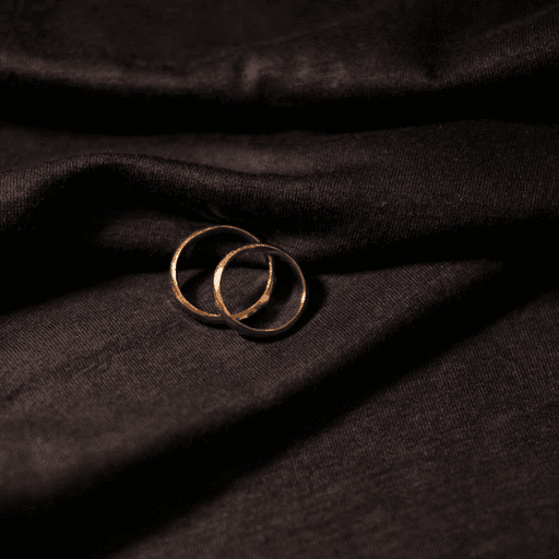 gold ring on black textile